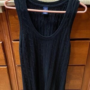 GAP Elegant Black Knit Sleeveless Top Longer Length Medium Tall Spring Summer